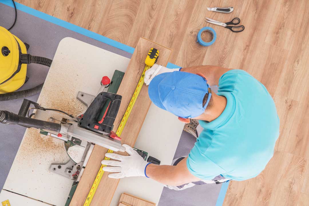 Flooring contractor at work in Belfast
